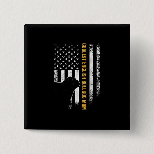 Amerikaanse vlag oudste Engelse Bulldog Vierkante Button 5,1 Cm (Voorkant)