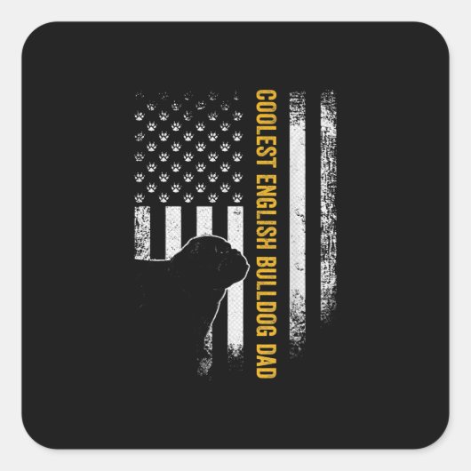  Amerikaanse vlag oudste Engelse Bulldog Vierkante Sticker (Voorkant)