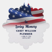 Amerikaanse vlag ovale foto in liefdevolle herinne ornament kaart (Achterkant)