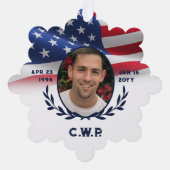 Amerikaanse vlag ovale foto in liefdevolle herinne ornament kaart (Voorkant)