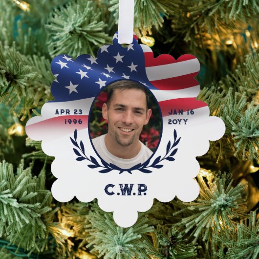 Amerikaanse vlag ovale foto in liefdevolle herinne ornament kaart (Insitu (Drie))