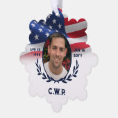 Amerikaanse vlag ovale foto in liefdevolle herinne ornament kaart (Links)