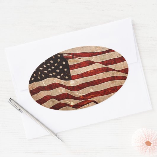 Amerikaanse vlag ovale sticker (Envelop)