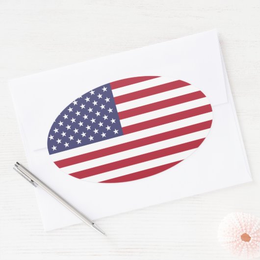 Amerikaanse vlag ovale Sticker (Envelop)