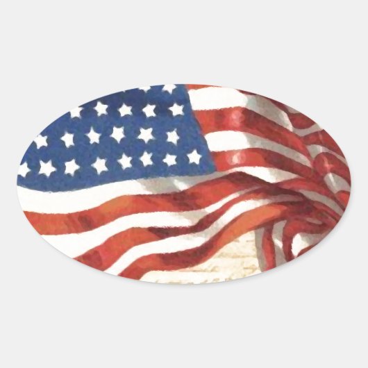  Amerikaanse vlag Ovale Sticker (Voorkant)