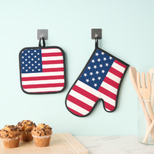 Amerikaanse vlag Oven Mitt & Pot Holder Set