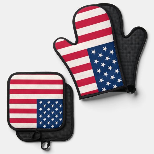 Amerikaanse vlag Oven Mitt & Pot Holder Set (Voorkant / Achterkant)