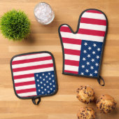 Amerikaanse vlag Oven Mitt & Pot Holder Set (Top down)