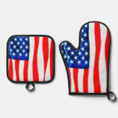 Amerikaanse vlag Oven Mitt & Potholder Set (Voorkant)