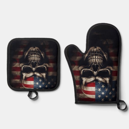 Amerikaanse vlag ovenwant & pannenlap set (Voorkant)