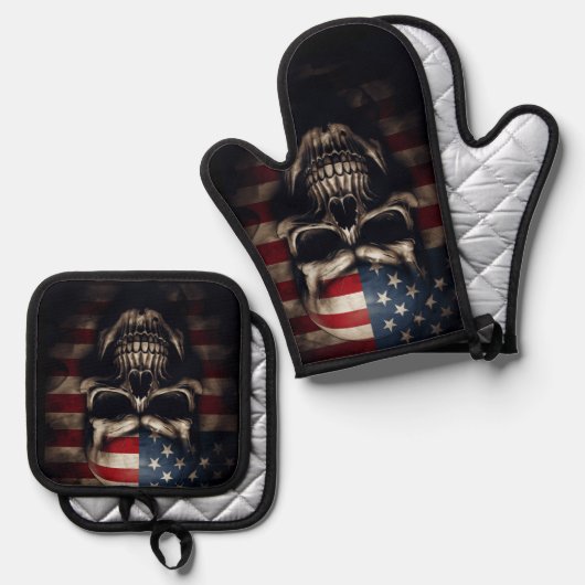 Amerikaanse vlag ovenwant & pannenlap set (Voorkant / Achterkant)