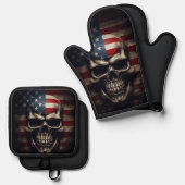 Amerikaanse vlag ovenwant & pannenlap set (Voorkant / Achterkant)