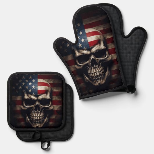 Amerikaanse vlag ovenwant & pannenlap set (Voorkant / Achterkant)