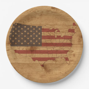 Amerikaanse vlag over bijthout  Amerikaanse patrio Papieren Bordje