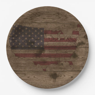 Amerikaanse vlag over bijthout  Amerikaanse patrio Papieren Bordje