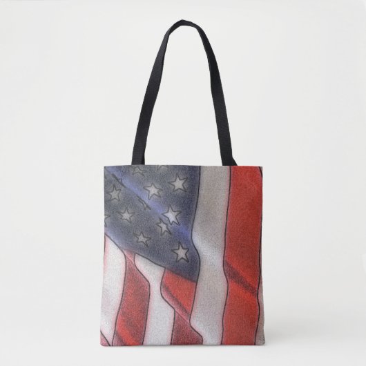 Amerikaanse vlag Over Print Canvas tas (Voorkant)