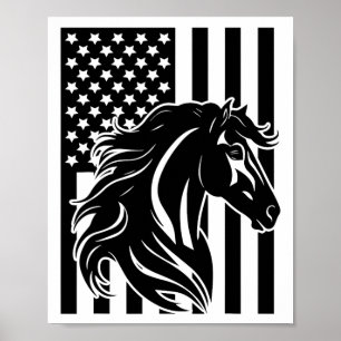 Amerikaanse vlag paardrijden kleding - Paard Poster