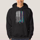 Amerikaanse vlag Paarse & Blauwgroen lint zelfmoor Hoodie (Voorkant)