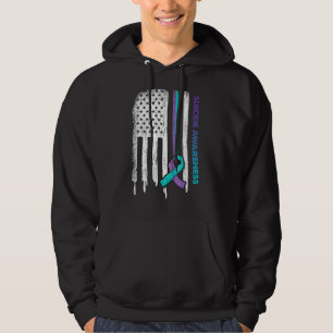 Amerikaanse vlag Paarse & Blauwgroen lint zelfmoor Hoodie