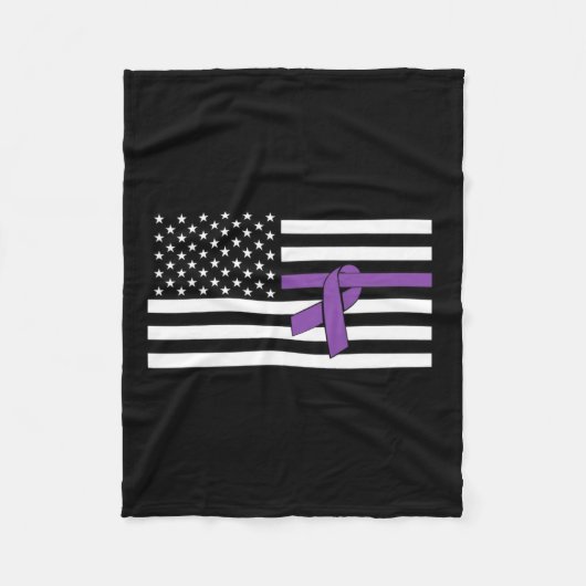 Amerikaanse vlag Paarse lint alvleesklier kankerbe Fleece Deken (Voorkant)