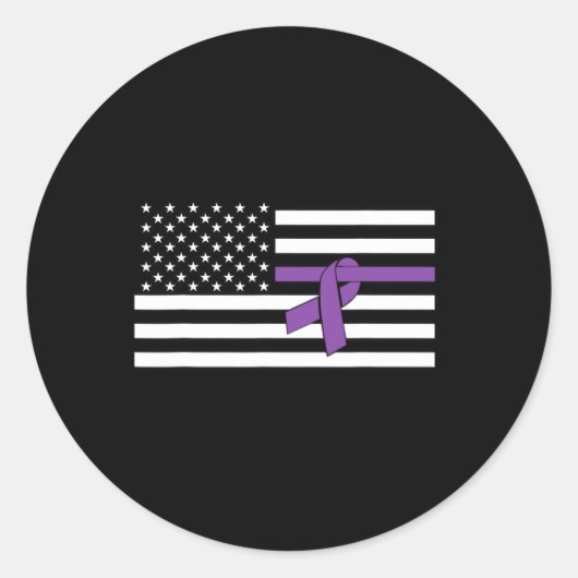 Amerikaanse vlag Paarse lint alvleesklier kankerbe Ronde Sticker (Voorkant)