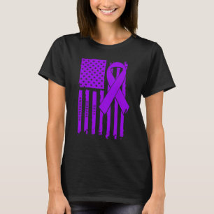 Amerikaanse Vlag Paarse Lint Rett Syndroom Bewustz T-shirt