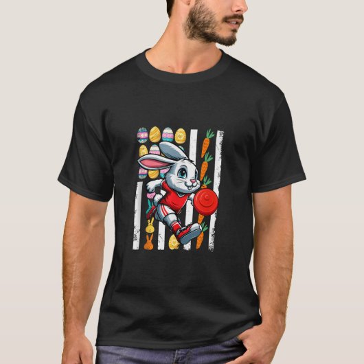 Amerikaanse vlag paaseieren konijntje spelen Dics  T-shirt (Voorkant)
