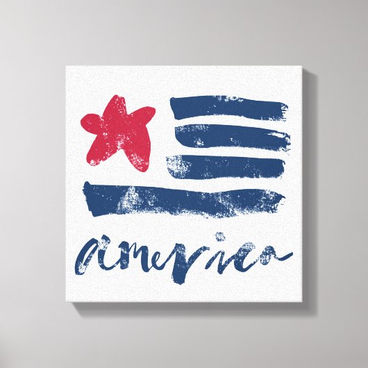 Amerikaanse vlag Paintstrokes Canvas Afdruk (Voorkant)