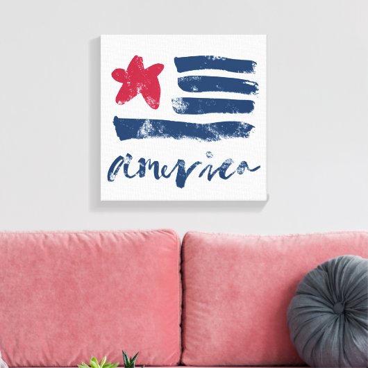 Amerikaanse vlag Paintstrokes Canvas Afdruk (Insitu (Woonkamer))