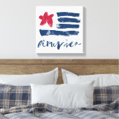 Amerikaanse vlag Paintstrokes Canvas Afdruk (Insitu (Slaapkamer))