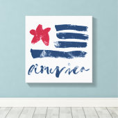 Amerikaanse vlag Paintstrokes Canvas Afdruk (Insitu (Houten vloer))
