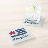 Amerikaanse vlag Paintstrokes Glazen Onderzetter (Schuin)