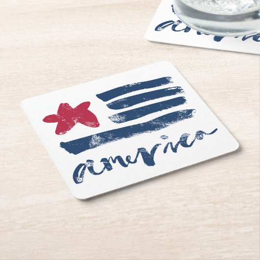 Amerikaanse vlag Paintstrokes Kartonnen Onderzetters (Schuin)