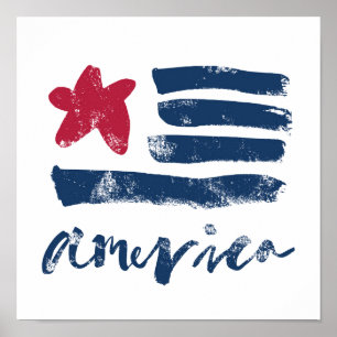 Amerikaanse vlag Paintstrokes Poster