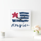 Amerikaanse vlag Paintstrokes Vierkante Klok (Huis)