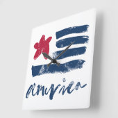 Amerikaanse vlag Paintstrokes Vierkante Klok (Hoek)