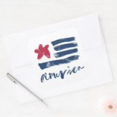 Amerikaanse vlag Paintstrokes Vierkante Sticker (Envelop)