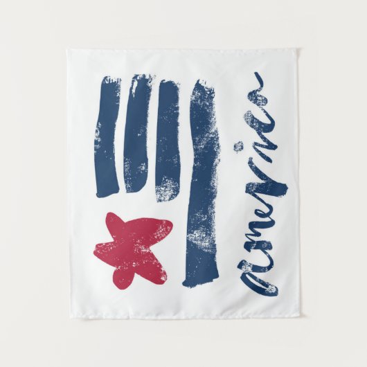 Amerikaanse vlag Paintstrokes Wandkleed (Voorkant)