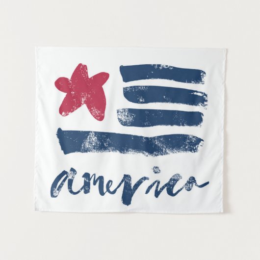 Amerikaanse vlag Paintstrokes Wandkleed (Voorkant (horizontaal))