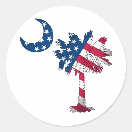Amerikaanse vlag Palmetto Ronde Sticker (Voorkant)