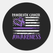 Amerikaanse vlag Pancreatic Cancer Awareness Ronde Sticker (Voorkant)
