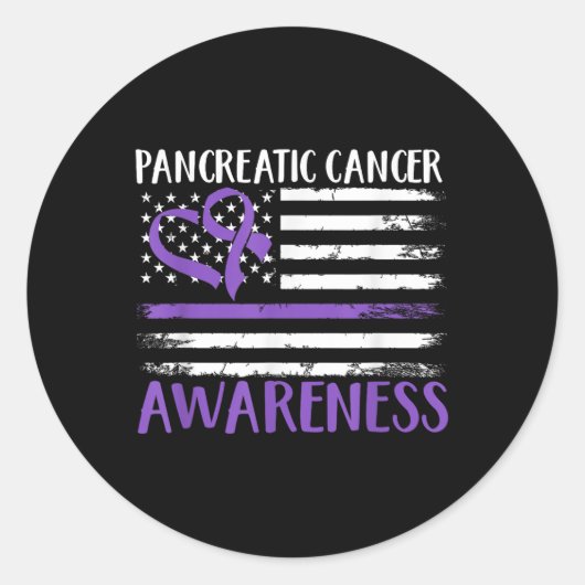 Amerikaanse vlag Pancreatic Cancer Awareness Ronde Sticker (Voorkant)