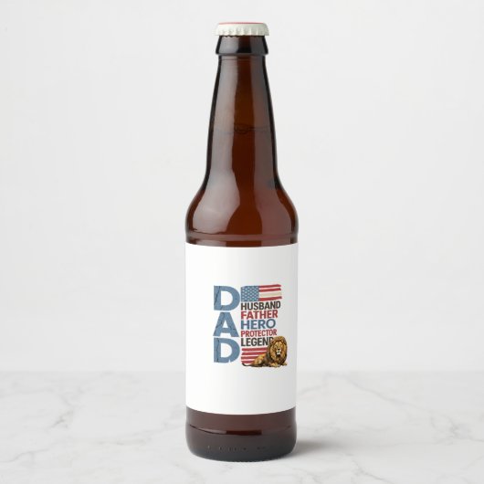 Amerikaanse Vlag Papa Leeuw Patriottisch Bier Etiket (Voorkant)