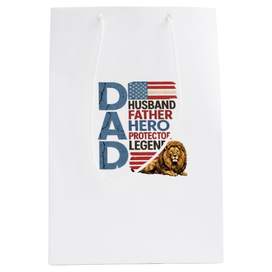 Amerikaanse vlag Papa Leeuw Patriottisch Medium Cadeauzakje (Voorkant)