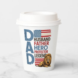 Amerikaanse vlag Papa Leeuw Patriottisch T-shirt Papieren Bekers