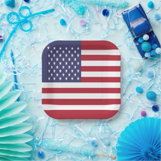 Amerikaanse vlag papieren bordje (Feest)