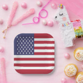 Amerikaanse vlag papieren bordje (Feest)