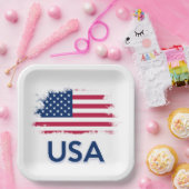 Amerikaanse vlag papieren bordje (Feest)