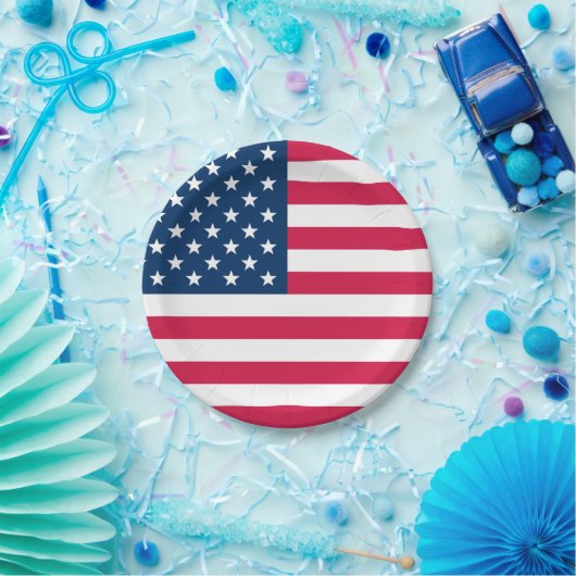 Amerikaanse vlag papieren bordje (Feest)