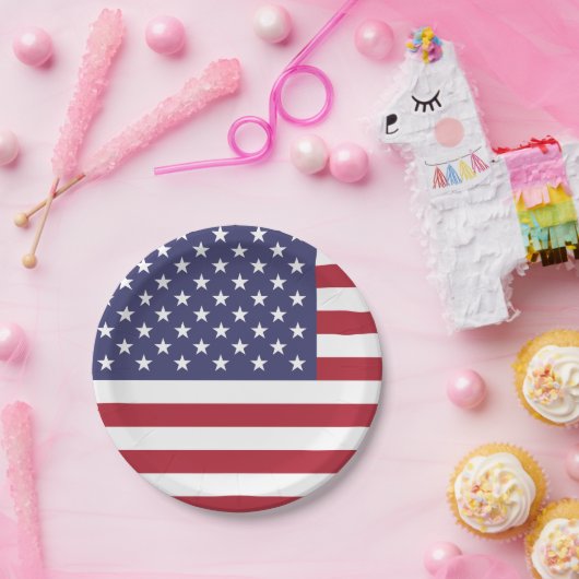 Amerikaanse vlag papieren bordje (Feest)